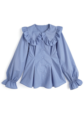 ビッグカラーフリルウエストタックチュニック