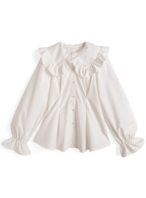 ビッグカラーフリルウエストタックチュニック