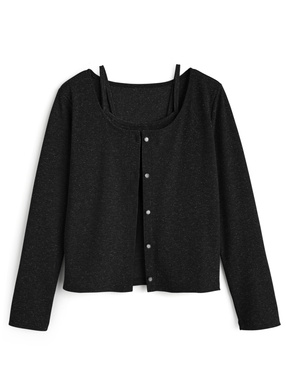 ラメカーディガン×キャミソールアンサンブル