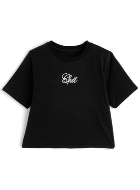 ビジュー立体刺繍ロゴTシャツ
