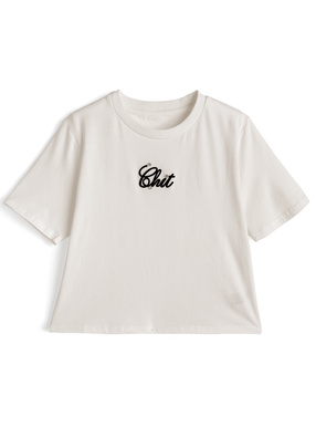 ビジュー立体刺繍ロゴTシャツ
