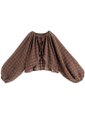 チェック柄シアーダブルリボンボレロ