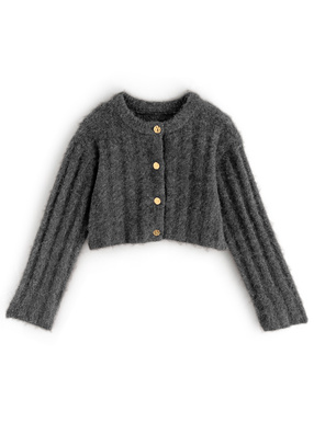 ショート丈モヘヤニットカーディガン