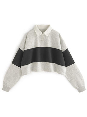 バイカラーショート丈ラガーシャツ