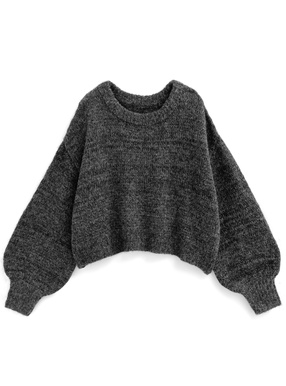 ウール混モヘヤタッチショート丈ニットトップス