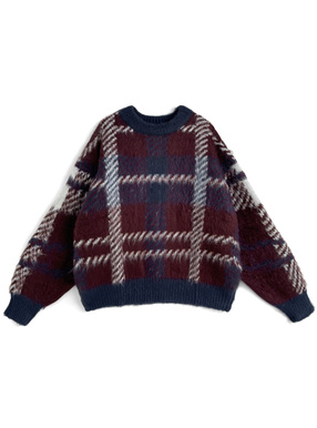 チェック柄ニットトップス