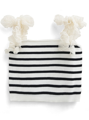 ボーダー柄チュールリボンニットキャミソール