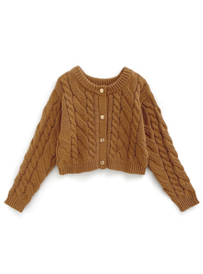 ケーブルニットショート丈カーディガン