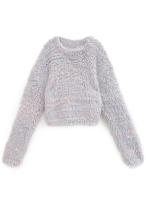 グラデーションフェザーニットショート丈トップス