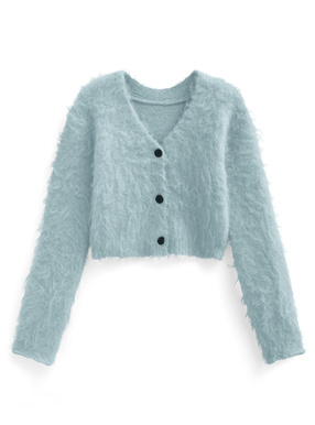 ILLIT アイリット BEB ショート丈シャギーニットカーディガン