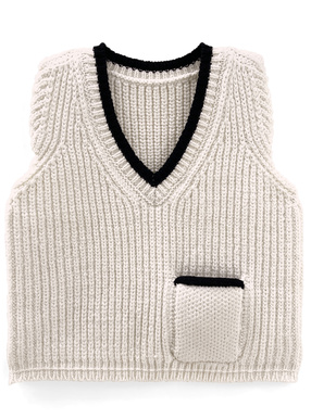 バイカラーショート丈ニットベスト