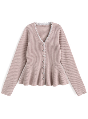 レースペプラムラメニットカーディガン