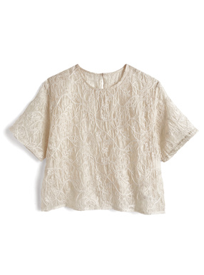 フラワー刺繍オーガンジーブラウス