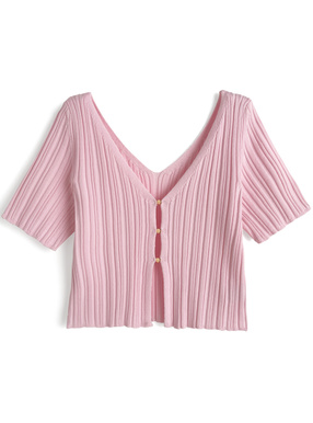 ショート丈リブカーディガン