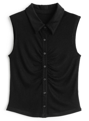 フロントギャザーノースリーブトップス