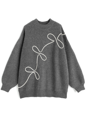 コード刺繍ニットトップス