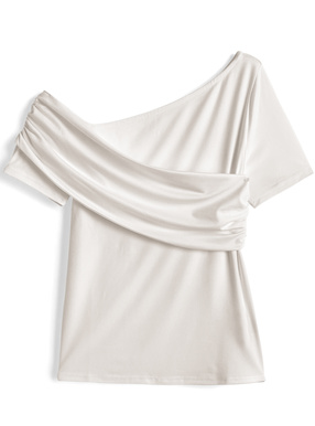 ドレープカシュクールワンショルダートップス
