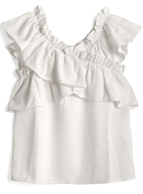 クロスフリルオフショルダーブラウス