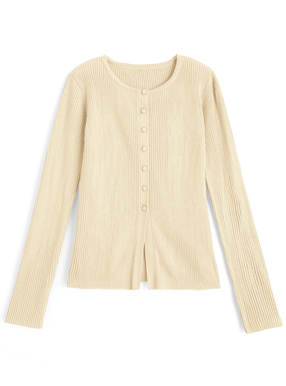 ラウンドネックリブニットカーディガン