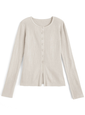 ラウンドネックリブニットカーディガン