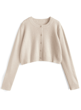 クルーネックニットカーディガン