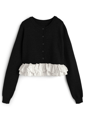 フリルドッキングニットカーディガン