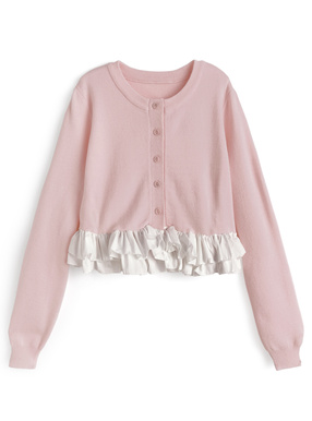 フリルドッキングニットカーディガン