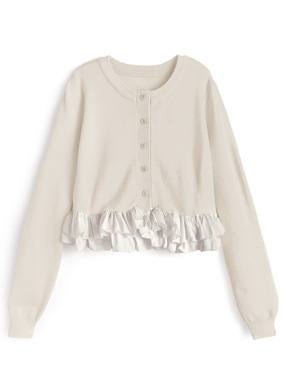 フリルドッキングニットカーディガン