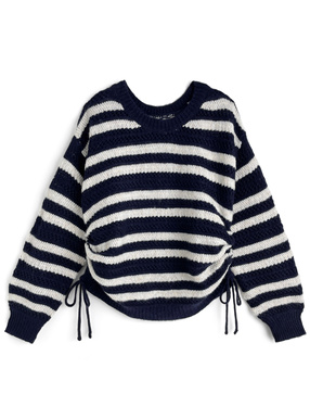 ボーダー柄ドロストニットトップス