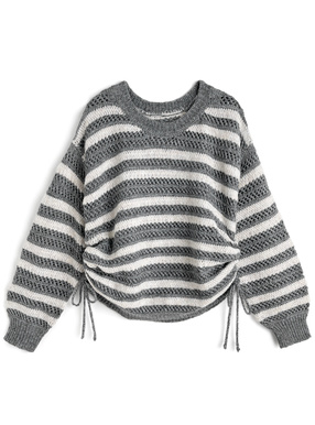 ボーダー柄ドロストニットトップス