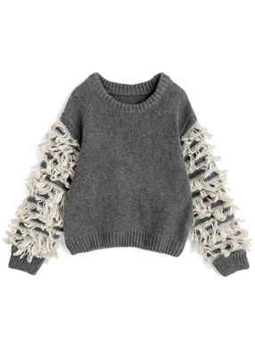 フリンジスリーブニットトップス