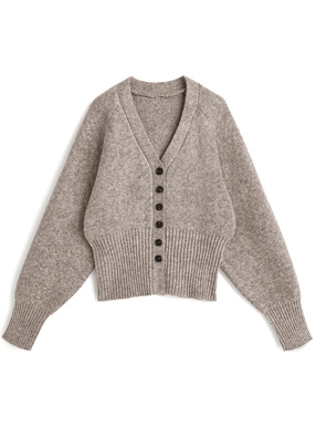Vネックラグランニットカーディガン