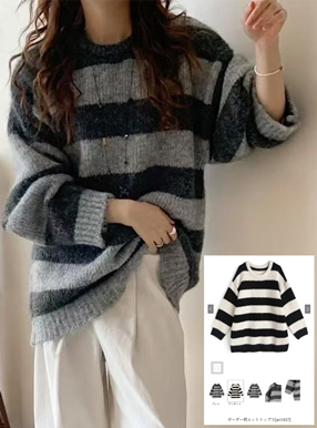ボーダー柄ニットトップス