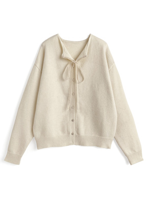 レースリボンニットカーディガン