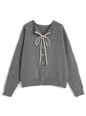 レースリボンニットカーディガン