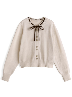 リボンゴールドボタンカーディガン