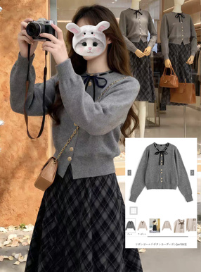 リボンゴールドボタンカーディガン