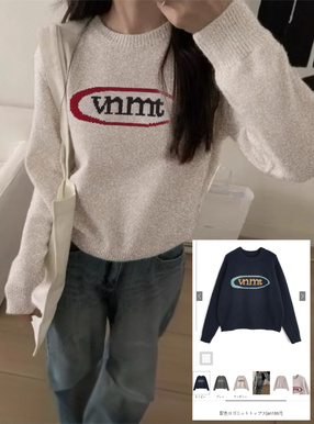 配色ロゴニットトップス