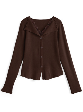 レースメロウリブニットトップス