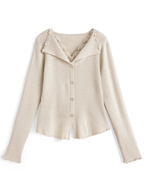 レースメロウリブニットトップス