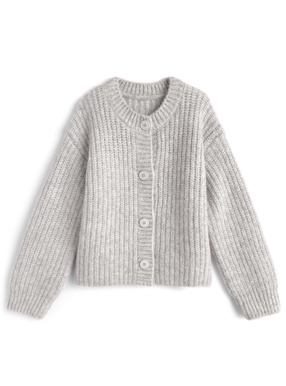 クルーネックローゲージニットカーディガン