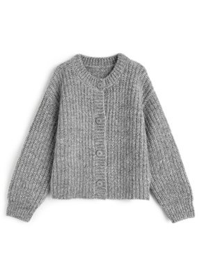 クルーネックローゲージニットカーディガン