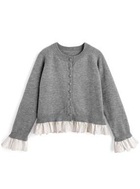 フリルドッキングニットカーディガン