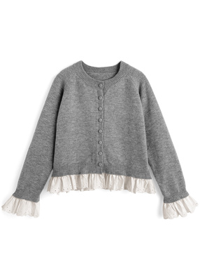 フリルドッキングニットカーディガン