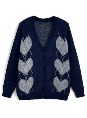 アーガイル柄ニットカーディガン