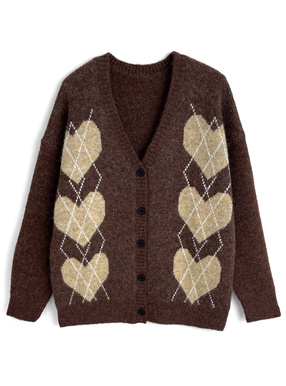 アーガイル柄ニットカーディガン