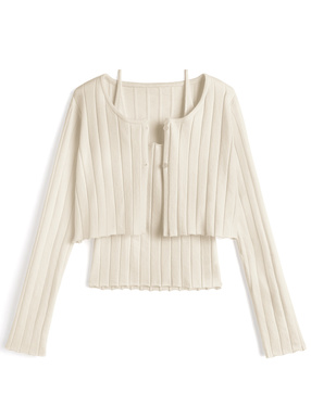 リブニットボレロ×キャミソールアンサンブル