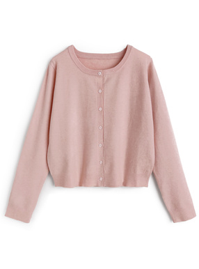 クルーネックニットカーディガン