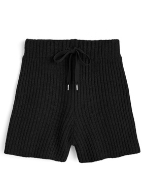 ハイウエストリブニットショートパンツ