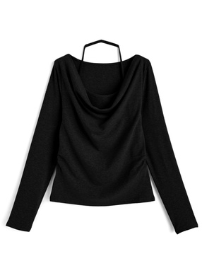 ホルターネックドレープカシュクールトップス